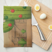 Kerstcactus Theedoek (Quarter Fold)