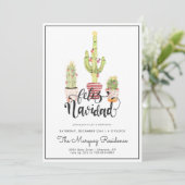 Kerstcactus | Uitnodiging Feliz Navidad-partij (Staand voorkant)