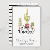 Kerstcactus | Uitnodiging Feliz Navidad-partij (Voorkant / Achterkant)