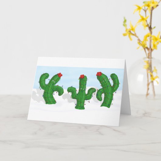 Kerstcactus vakantie Groet Kaart (Gele Bloem)