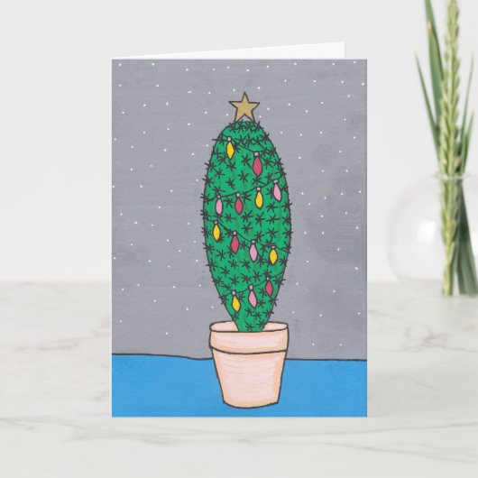 kerstcactus, versierd, gepersonaliseerd kaart (Voorkant)