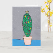 kerstcactus, versierd, gepersonaliseerd kaart (Gele Bloem)