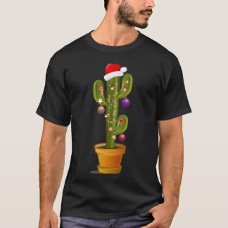 Kerstcactus versierd voor de vintage t-shirt