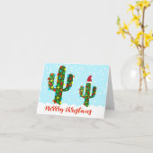 Kerstcactus, Versierde Cactus Kerstkaart Kaart (Gele Bloem)