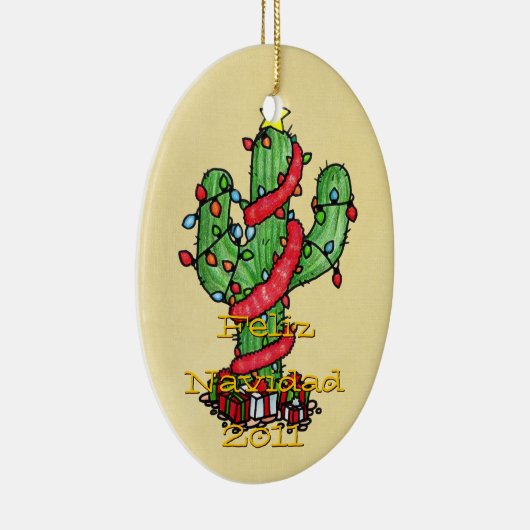 kerstcactus-versiering keramisch ornament (Rechts)