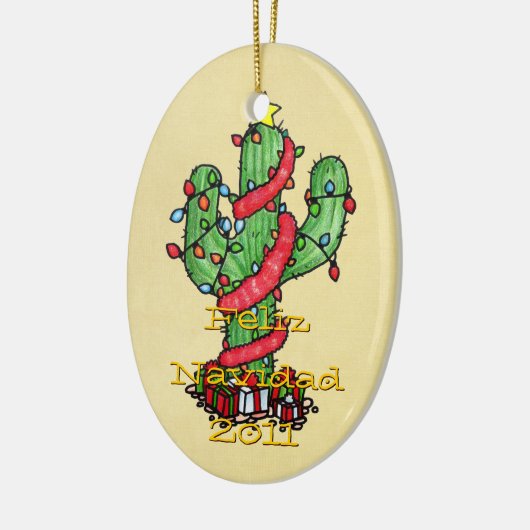 kerstcactus-versiering keramisch ornament (Links)