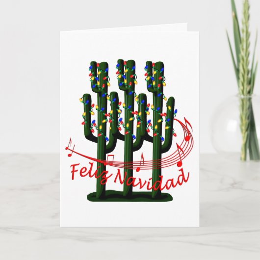 Kerstcactus - Wenskaart Feliz Navidad Feestdagen Kaart (Voorkant)