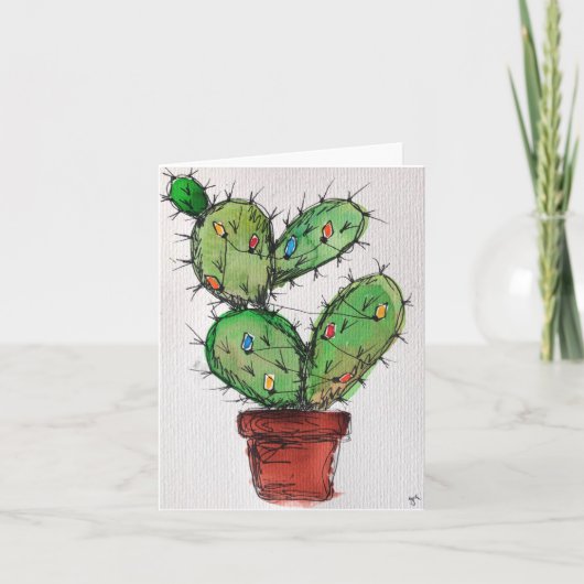 Kerstcactus Wenskaart Kaart (Voorkant)