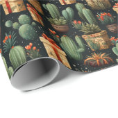 Kerstcactus wintervakantie zuidwestelijke woestijn cadeaupapier (Rol Hoek)