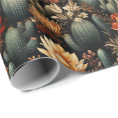 Kerstcactus woestijn zuidwest verbrand Sinaasappel Cadeaupapier (Rol Hoek)