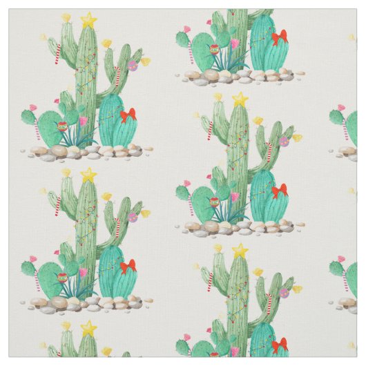 Kerstcactus Zuidwest Woestijn Aquarel Stof (Swatch)