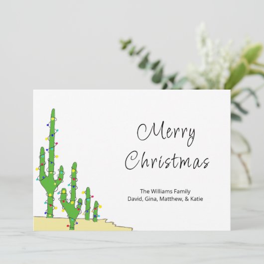 Kerstcactus - zuidwestelijke woestijn feestdagenkaart (Staand voorkant)