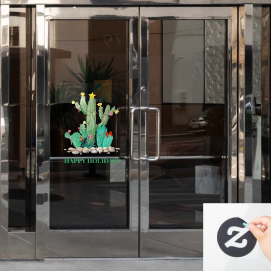 Kerstcactus Zuidwestelijke Woestijn Vakantieperiod Raamsticker (Kantoordeur)