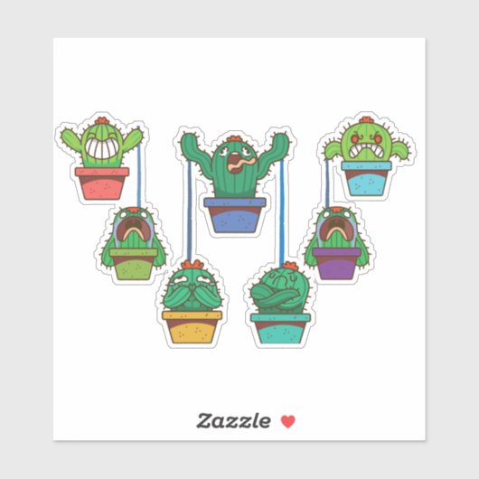 kerstcactussen sticker (Vel)