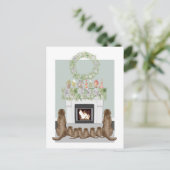 Kerstcad Labrador Family Fireplace Scene Feestdagenkaart (Staand voorkant)