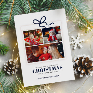 Kerstcadeau 3 fotocollage op maat feestdagenkaart