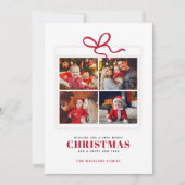 Kerstcadeau 4 fotocollage feestdagenkaart (Voorkant)