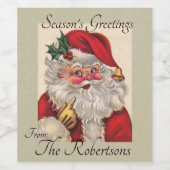 Kerstcadeau 6 Wijnetiketten JOUW NAAM Kerstman Wijn Etiket (Enkel label)