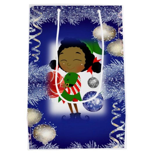 Kerstcadeau, Afrikaanse Elf Medium Cadeauzakje (Achterkant)