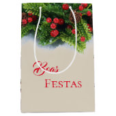 Kerstcadeau Bag-Evergreen Boas Festas Medium Cadeauzakje (Voorkant)