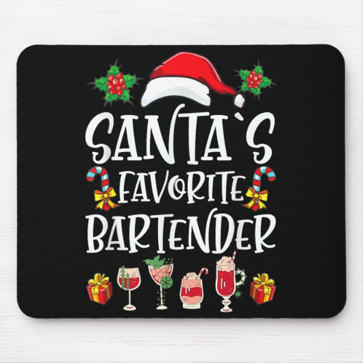 Kerstcadeau Bartender Kerstman's Favoriete Barman Muismat (Voorkant)