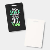 Kerstcadeau | Bartender serveert drankjes voor foo Badge (Voor- en achterkant)