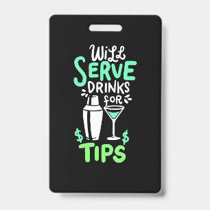Kerstcadeau Bartender serveert drankjes voor foo Badge