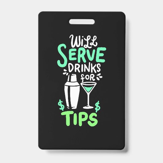 Kerstcadeau | Bartender serveert drankjes voor foo Badge (Voorzijde)