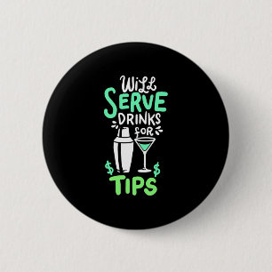 Kerstcadeau   Bartender serveert drankjes voor foo Ronde Button 5,7 Cm