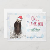 Kerstcadeau Bedankt Otter in Santa Hat Pun Briefkaart (Voorkant / Achterkant)