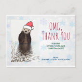 Kerstcadeau Bedankt Otter in Santa Hat Pun Briefkaart (Voorkant)