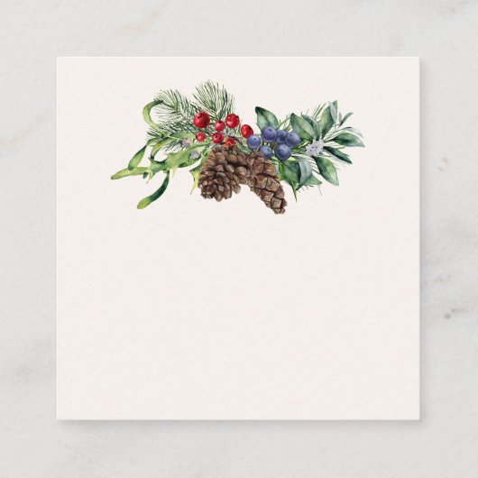 kerstcadeau Bedankt Vierkante Visitekaartje (Achterkant)