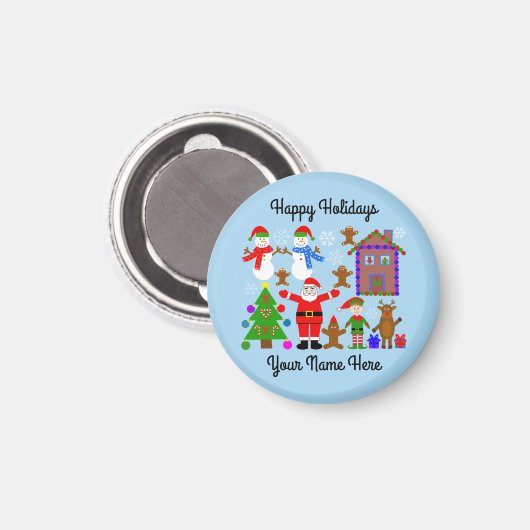 kerstcadeau bij 2-ronde magneet (Voorkant / Achterkant)