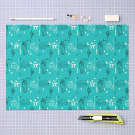 Kerstcadeau Blauwgroen Tissuepapier (Craft)