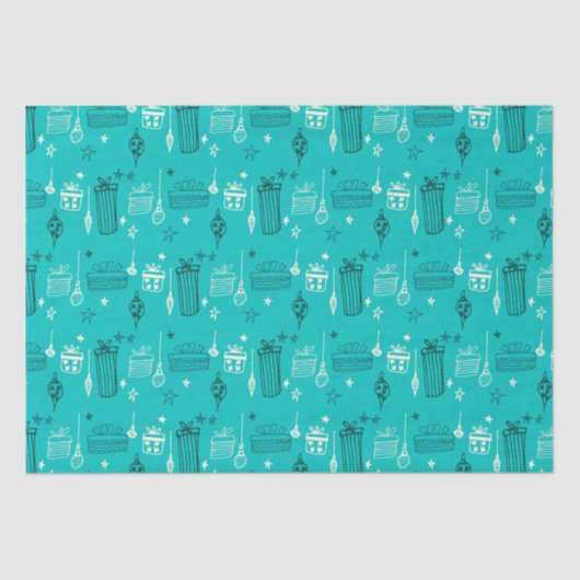 Kerstcadeau Blauwgroen Tissuepapier (Voorkant)