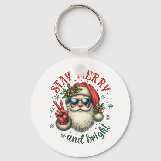 Kerstcadeau Blijf Vrolijk Sleutelhanger (Voorkant)