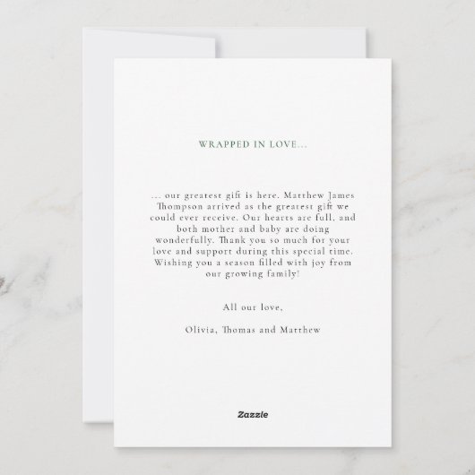 Kerstcadeau boven eenvoudige moderne Baby 3 foto Feestdagenkaart (Achterkant)