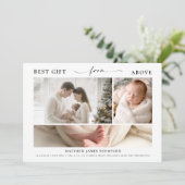 Kerstcadeau boven elegante moderne Baby 3 foto Feestdagenkaart (Staand voorkant)