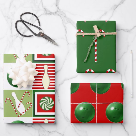 Kerstcadeau bowlen inpakpapier vel (Voorkant)