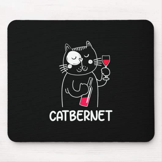 Kerstcadeau | Catbernet wijn drinker Muismat (Voorkant)