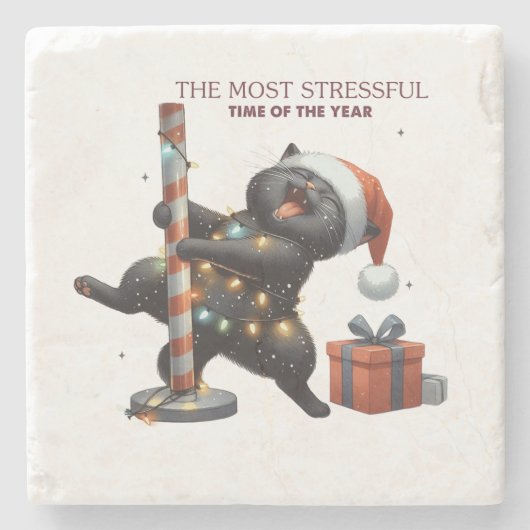 Kerstcadeau de meest stressvolle tijd van het jaar stenen onderzetter (Voorkant)