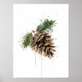 Kerstcadeau Dennenkegel Poster