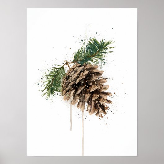 Kerstcadeau Dennenkegel Poster (Voorkant)