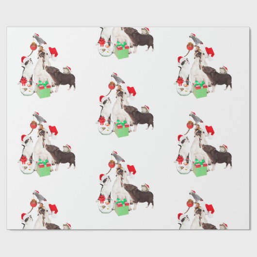 KERSTCADEAU DIEREN IN Santa Wrapping Papier (Vlak)