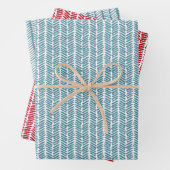 kerstcadeau donkerrood Blauwgroen ijs blauw zigzag Inpakpapier Vel (In situ)
