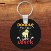 Kerstcadeau | Doodle-hond Moeder en wijnliefhebber Sleutelhanger (Voorkant)