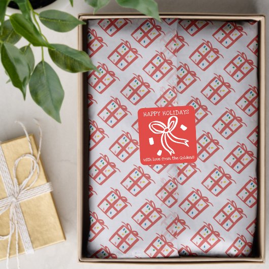 Kerstcadeau Doodle KERST Vakantie Rood Wit Tissuepapier