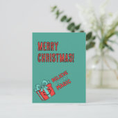 Kerstcadeau doos met vrolijke boodschap briefkaart (Staand voorkant)