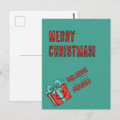 Kerstcadeau doos met vrolijke boodschap briefkaart (Voorkant / Achterkant)