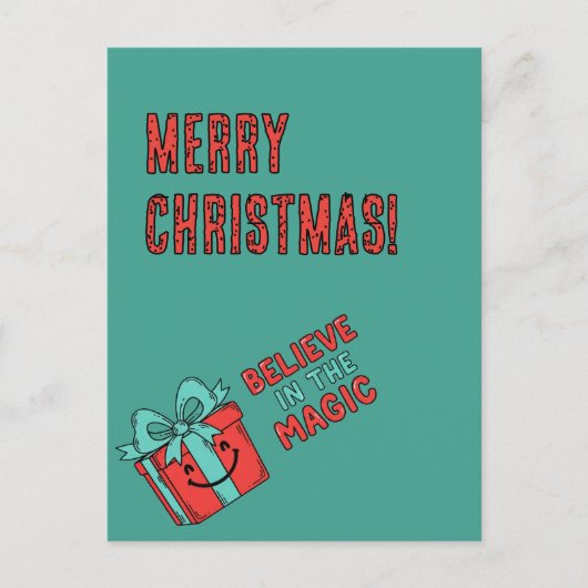 Kerstcadeau doos met vrolijke boodschap briefkaart (Voorkant)
